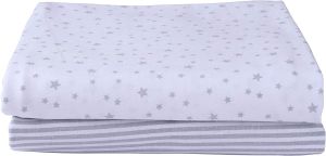 CLAIR DE LUNE Cot Fitted Sheets Stars & Stripes Grey